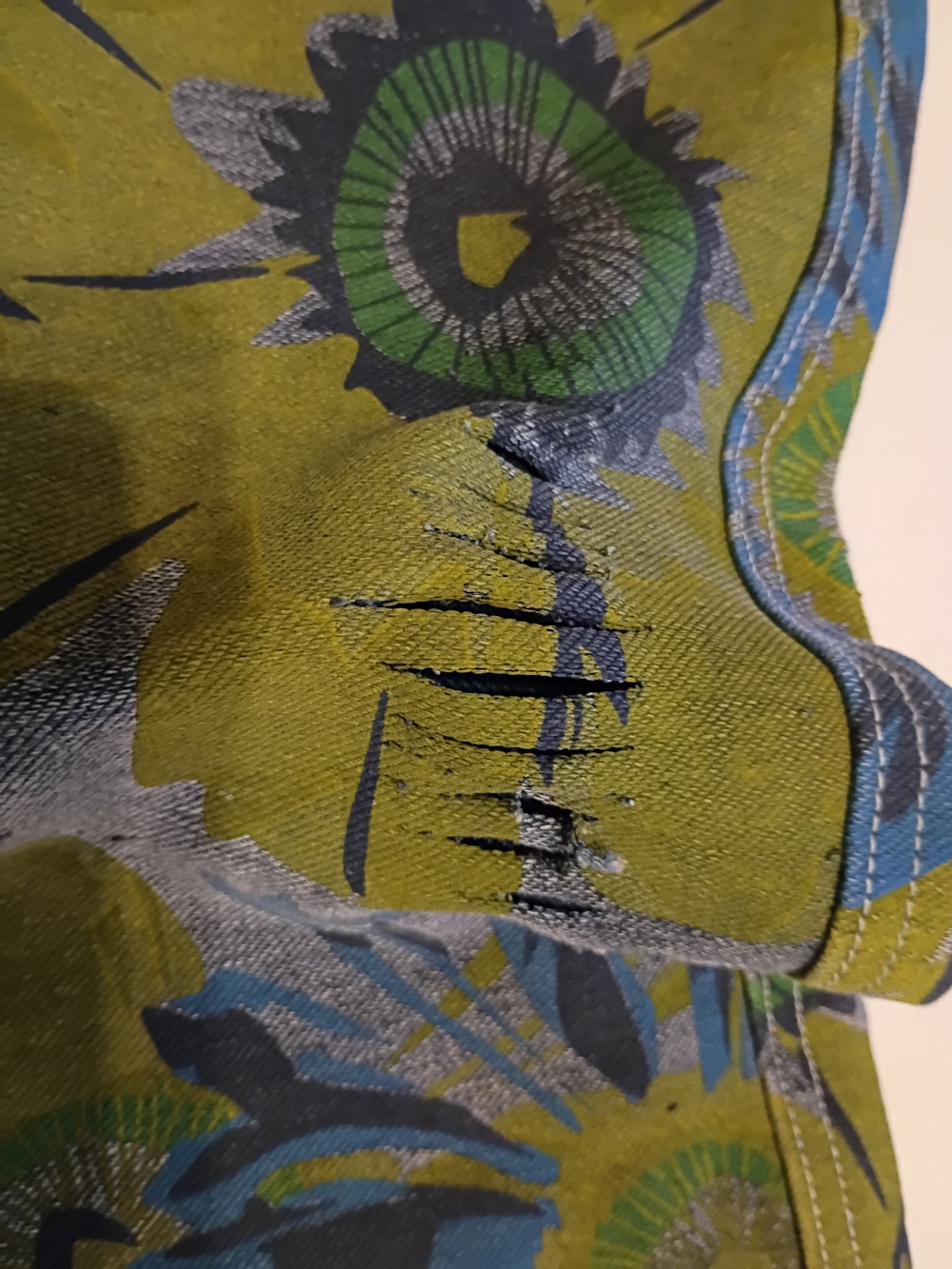 Olive Green & Blue Floral Braided-Strap Overalls Jumpsuit - Picture 5 of 11